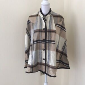NWT! H&M Brown Combo plaid Size 6 poncho sweater